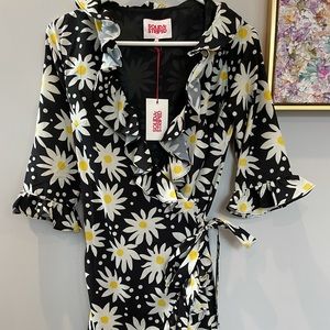 New with tags, solid and striped floral, wrap dress